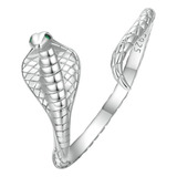 Anillo Para Mujer Serpiente Cobra Ajustable En Plata 925