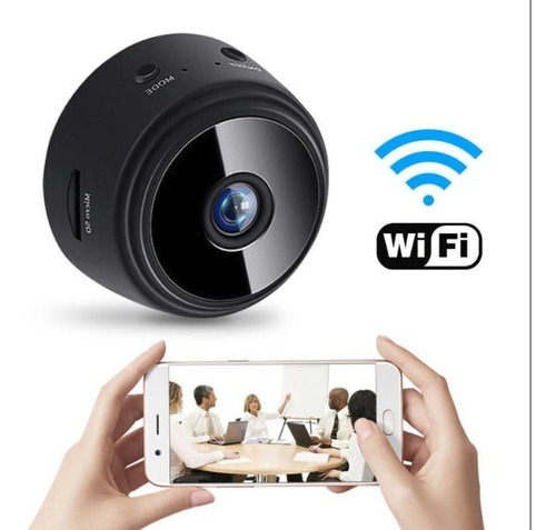Mini Câmera Wifi Hd 1080p Babá Escondida Espião Câmera Cor Preto