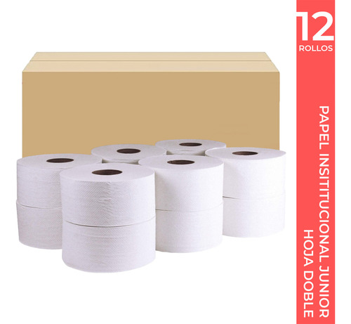 12 Rollos Papel Higiénico Plasticos El Prado Biodegradable Junior Hoja Doble