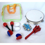 Set Percusión Infantil Parquer Tz6h Maracas Pandeiro