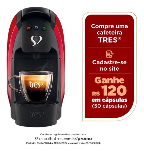 Cafeteira Espresso Luna Vermelha Automática 3 Corações 127v