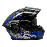 Casco Cerrado Doble Visor  Half  Stranded Azul /negro