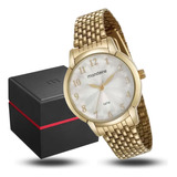 Relógio Feminino Mondaine Delicado Dourado Resistente 5atm
