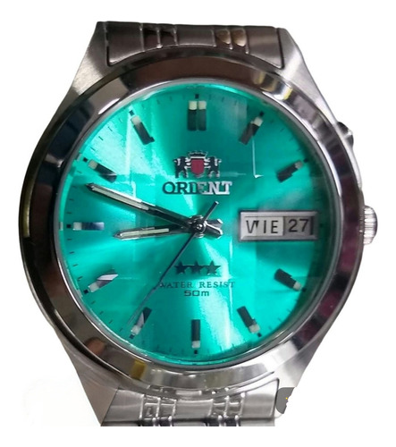 Reloj Orient Automático Plateado Cristal Zafirado
