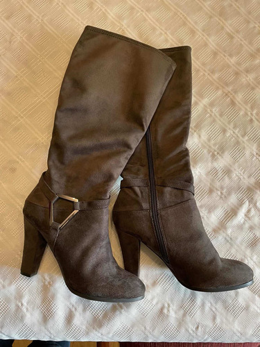 Botas Largas Mujer Importada A Gamuz Camel Nro 7,5 Us (37,5)