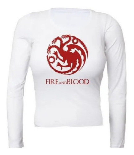 Polera Manga Larga Mujer Game Of Thrones Fire And Blood No