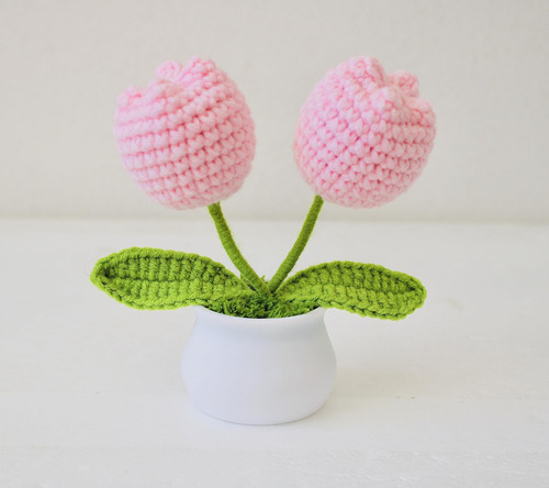 Tulipanes Tejidos Crochet A Mano Regalo (lila)