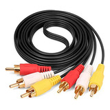 Cable De Audio Y Video (3 Rca) De 5 Metros, Gold