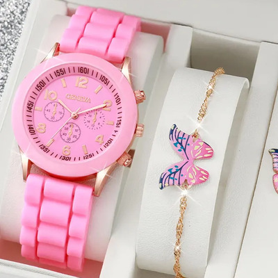 Juego De 5 Relojes De Pulsera De Silicón Para Mujer
