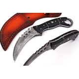 Cuchillo Acero Damasco Karambit Shard Negro + Vaina