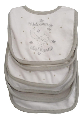 Babero Impermeable Little Me 6pz Gris Welcome