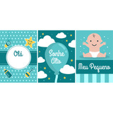 Kit 3 Quadros Placas Infantil Quarto De Bebê Criança Filho