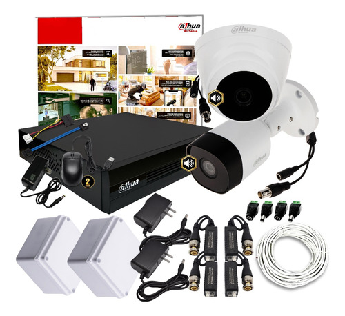 Cámaras De Seguridad Cctv Kit 4 Ch Dahua 1080p + 2 Cám Audio