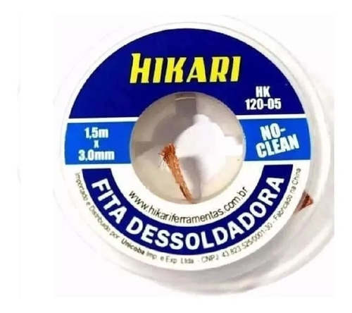 Fita Malha Dessoldadora Hikari 1,5m 3mm Hk-120-05 Voltagem 110v/220v
