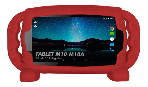 Capa Infantil Tablet Multilaser M10 M10a Case Kids Vermelha