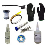 Kit Salva Chip Malha Fluxo Dessolda Solda Kapton Luva Escova