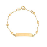 Pulseira Bebê Infantil Chapinha Com Bolinha De Ouro 18k 750