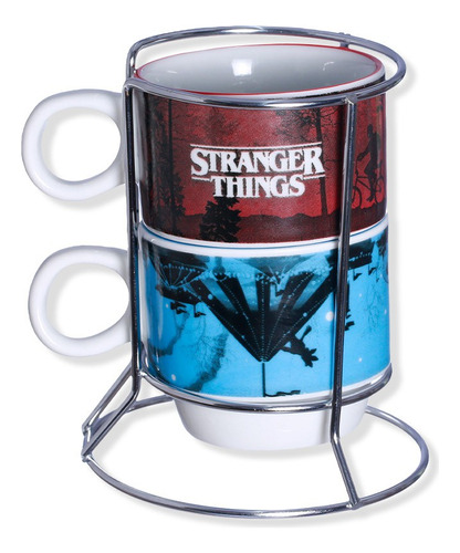 Stranger Things Torre C 2 Canecas + Suporte Oficial Netflix