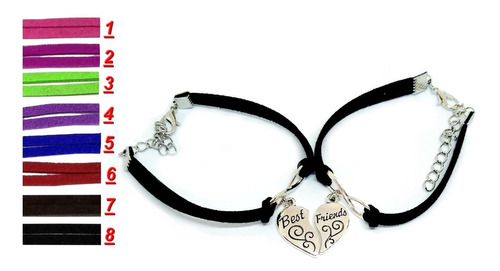 Kit 2 Pulseiras De Camurça Bff Best Friends E Infinito