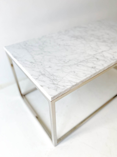 Mesa Ratona De Mármol Y Cromada - Carrara Design -