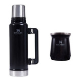 Set Mate Y Termo Stanley 1,4 Lts Negro Pico Cebador Original