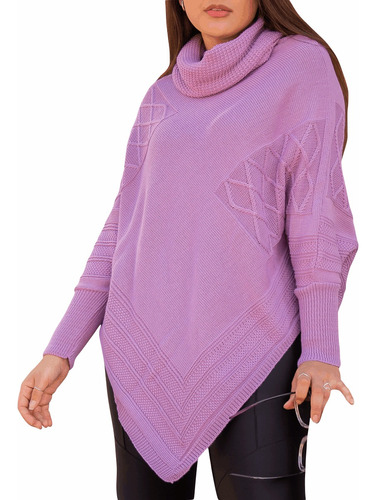 Blusa Poncho Kimono Tricot Inverno Aaran Linha Tamanho M