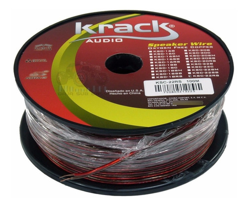 Bobina Rollo 100m Cable Duplex Bocina Calibre 22 Krack Audio