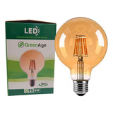 Green Age Filamento Led G95 Lâmpada 8w G95 Âmbar E27 Retrô Vintage Decoratuva Bivolt Branco Quente