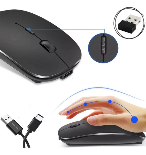 Mouse Sem Fio Recarregável Bateria Wireless Mo290 Multilaser