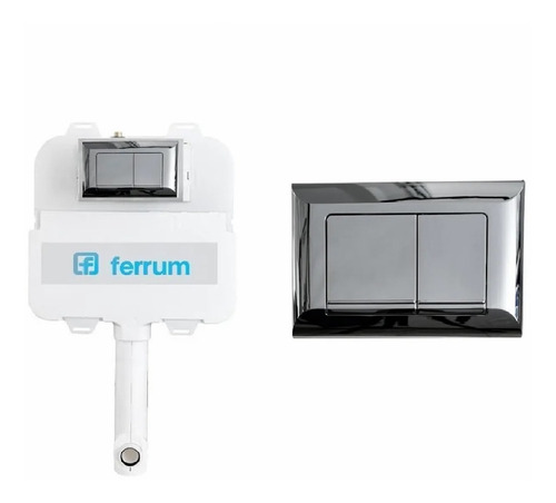 Combo Deposito Ferrum Embutir + Tecla Rectangular Grande Aho