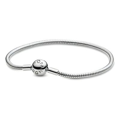 Brazalete Pandora Cadena De Serpiente Con Cierre Redondo Color Plata Talla 17 cm | Meses sin interés