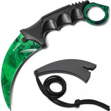 Cuchillo Karambit Verde Csgo Táctico Razor Incluye Funda