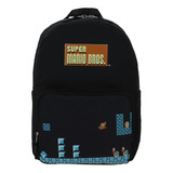 Mochila Super Mario Bros Tuberia Estampado Negro Con Porta Laptop Primaria Mb66430 Chenson