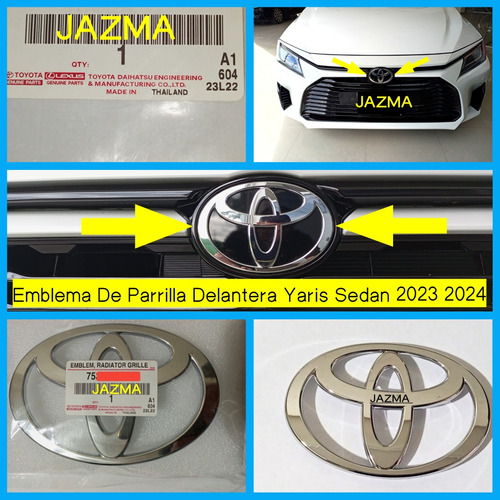 Emblema De Parrilla Yaris Sedan 2023 2024 Original Toyota  Foto 5