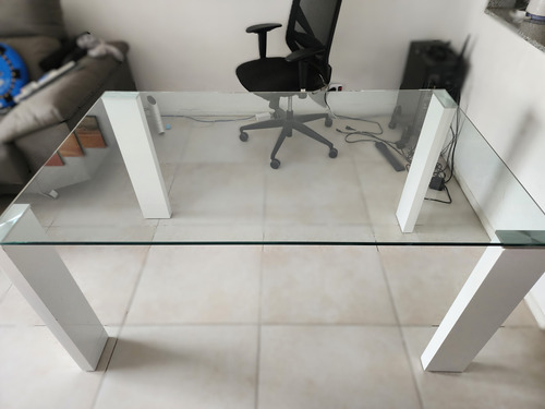 Mesa De Comedor Amplia De Vidrio Templado P/ 6 Personas