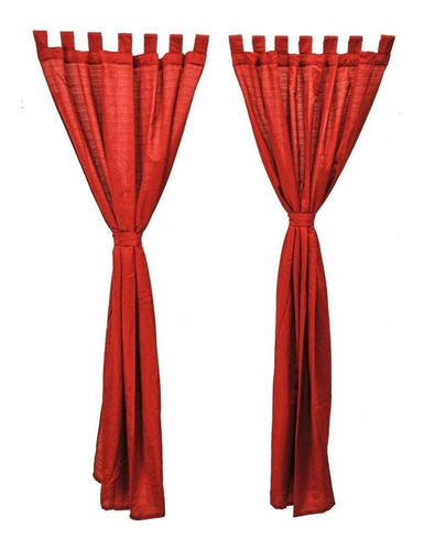 Set De Cortinas Madras Tomate 140 X 220 Cm