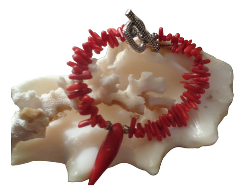 Pulsera Piedras Semipreciosas Corales Con Cuerno Amuleto Imp