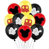 Pack 12 Globos Látex Mickey Mouse Para Aire O Helio