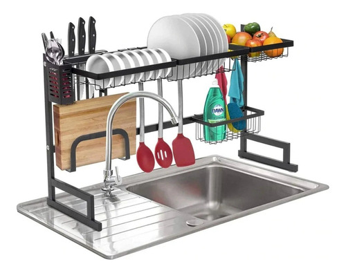 Secador Escurridor De Platos Loza 85cm Metal Cocina Negro