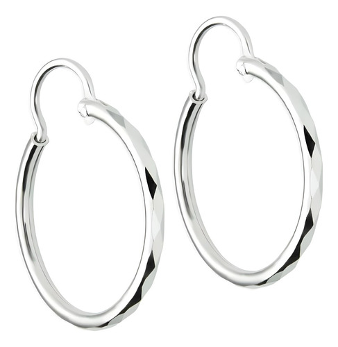 Arracada Plata 925 Arete Para Niña Mujer Facetada 2 Cm