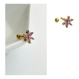 Piercing Hombre Mujer Acero Inoxidable Piercing Flor Lila