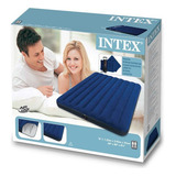 Colchon Inflable  Queen Size Intex Con 2 Almohadas Y Bomba