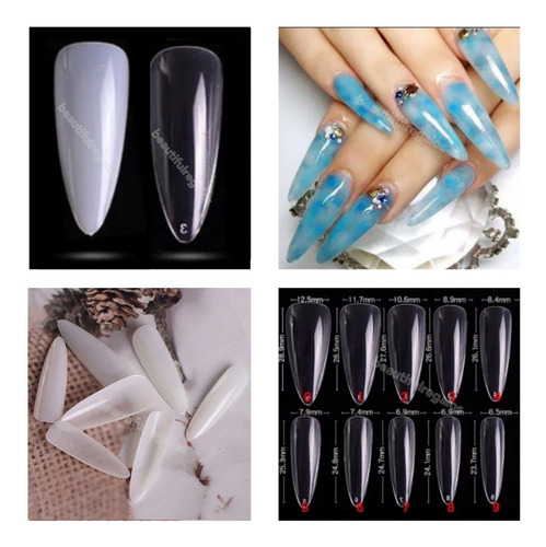 Tips X100 Unidades Uñas Stiletto Press On Esculpidas Nails