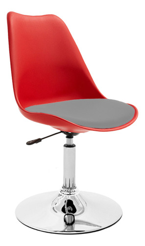 Silla Tulip Eames Para Escritorio Con Base Fija Newmo Roja De Asiento Gris Oscuro