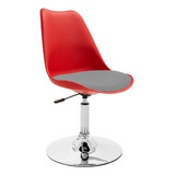 Silla Tulip Eames Para Escritorio Con Base Fija Newmo Roja De Asiento Gris Oscuro