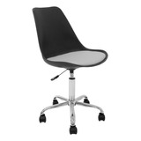 Silla Oficina Escritorio Pc Tulip Newmo Color Negro Asiento Gris Claro