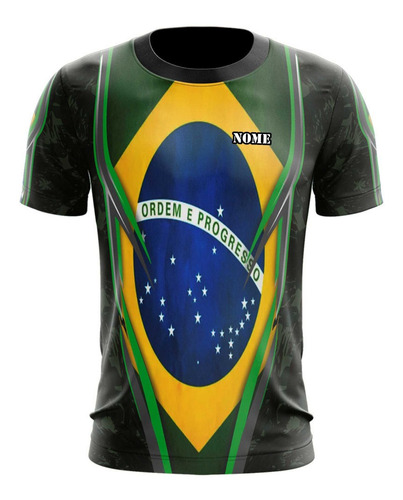 Camiseta Camiseta M/ C Personalizada Nome Patriota Brasil Uv