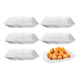 Kit 6 Travessa Retangular Para Salgados Coxinha Batata Frita