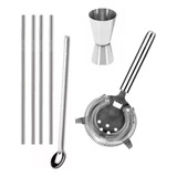 Set Bartender Barman Colador Jigger Sorbetes Cuchara