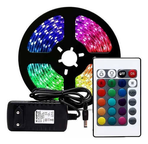 Fita Led 2835 Rgb 5m Colorida 16 Cores C/ Fonte + Controle